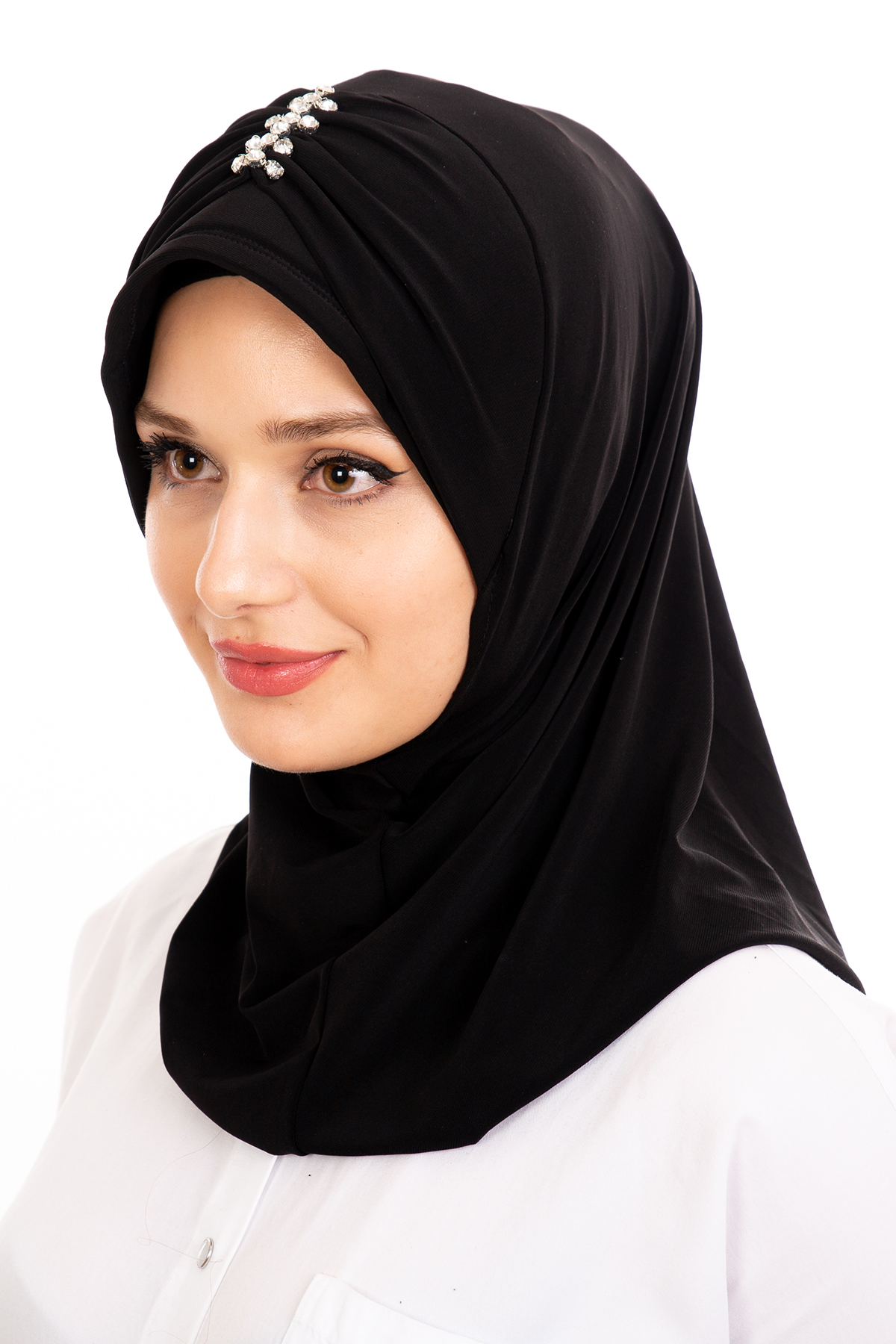 Kelebek Taşlı Hijab Bone Siyah